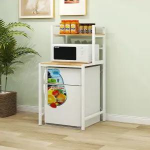 냉장고 위 수납장 철제 그릇장 다이 틈새 선반 블랙