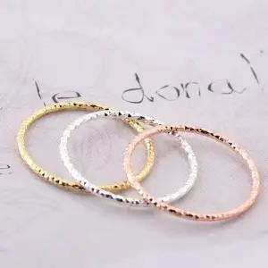 실버925 1mm 레이어드 컷팅 옐로우 핑크골드 실반지