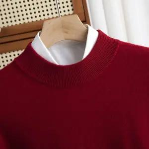 남성 댄디 폴라 니트 100% 퓨어 울 루즈핏 반 스웨터 추동 풀오버 도톰 캐시미어 힛템