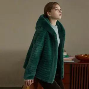 [엘루아] VEGAN FAUX 밍크 후드 하프코트 5종택1