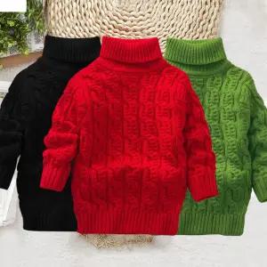 크리스마스 아동 목폴라 니트티 꽈배기 패턴 스웨터 유아동 목폴라티 여아 겨울 남아 긴팔티