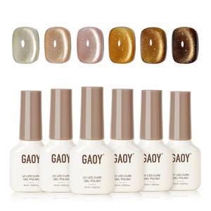 반짝이는 메일라드 효과 이 포함된 GAOY 고양이 젤 매니큐어 세트 카라멜 앰버 글리터 네일 아트 가정용 및 매니큐어용 롱래스팅