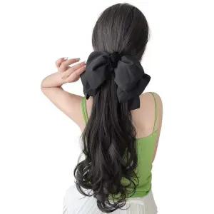 리본 핀 가발 집게 포니테일 웨이브 부분가발 1. (브라운블랙)  45cm