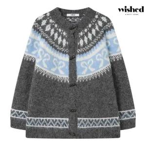 패턴 배색 더플 오버핏 니트 가디건 (WICDCD002)