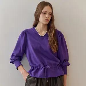 [마쟈]퍼프 슬리브 스트링 브이넥 맨투맨