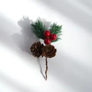 레드베리 솔방울 솔잎장식 코사지 크리스마스장식품