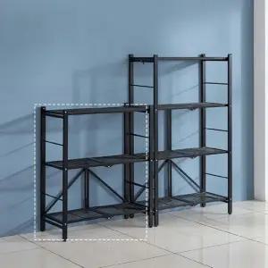 엘린까사 원터치 접이식 폴딩선반 3단 4단 다용도 철제 앵글 베란다 수납선반 진열대 수납장