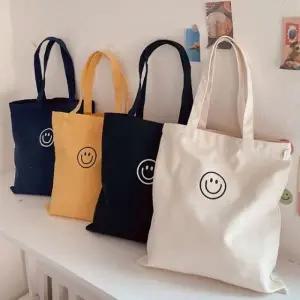 스마일캔버스에코백가방 스마일 캔버스 에코백 숄더 토트백 짐가방 보조가방
