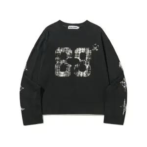 [스켈리웩] 크롭 빈티지 다이아 롱 슬리브[블랙]