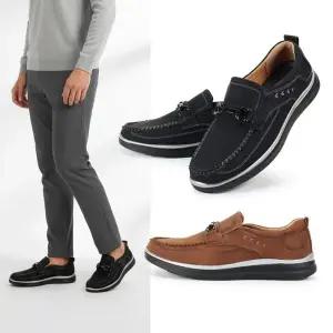 젠틀러슈 젠틀러슈 남성 인조가죽 스티치 로퍼 1cm 쿠션 인솔 버클 포인트 데일리 슬립온