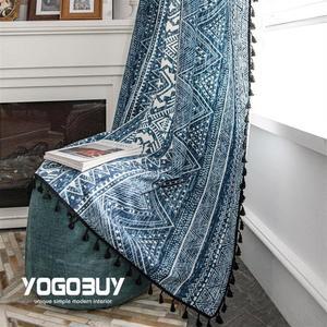 화사한 보헤미안 에스닉 커튼 커텐 창문 코튼 거실 봄 사계절