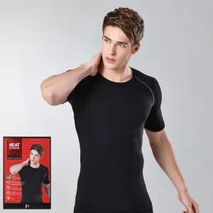 제임스딘 에어로히트 검정 남자 반팔 발열 내의 내복 상의