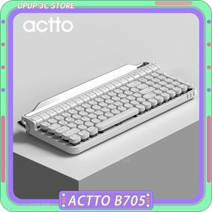 Actto B705 무선 블루투스 기계식 키보드, 듀얼 모드 레트로 타자기 게임용 RGB 핫 스왑, PC 게이머 사무실