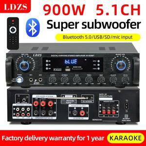 900W 블루투스 오디오 파워 앰프 HiFi 스피커 12V/220V AV 리모컨 (자동차 가정용 스퀘어 댄싱 5.1채널)