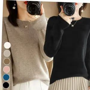 겨울 여성 얇은니트 기본 라운드 부드러운감촉 긴팔