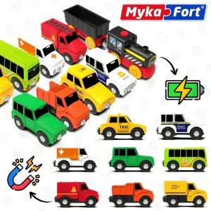 버니토 자석 기차 자동차 세트 원목기차장난감