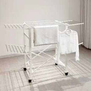 [하우릿]국산 튼튼한 엔드세이브 폴딩 빨래건조대 화이트 이동접이식 이불건조대
