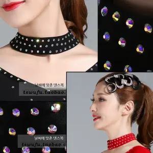 메탈 초커 목걸이 2색 라틴댄스 악세서리 사교 댄스용 모던 스타일 목장식