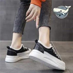 [에이치플러스몰]여자 캐주얼 털안감 편안한 데일리 운동화 통굽운동화