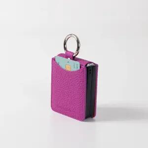 진렌체 플레토 파스텔 천연 소가죽 토고 갤럭시 Z플립 카드 케이스