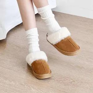 여성 스웨이드 털슬리퍼 블로퍼 뮬 퍼슈즈 방한화