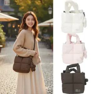 [백화점판] 휠라 푸퍼 미니 토트백 여성 데일리 숄더 크로스백 패딩 가방