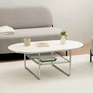 디어 1000X600 2단 소파 테이블 타원형 강화유리 탁자 거실 쇼파 미드 센츄리 좌식