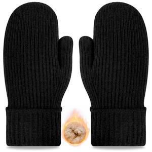 여성용 우그윈 겨울 장갑 남성용 따뜻하고 두꺼운 보온 플리스 신축성 니트 울 스노우 추운 날씨 접이식 커프스용