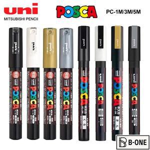 1pcs 일본 UNI POSCA 마커 펜 PC-1M/3M/5M 팝 포스터 낙서 영구 아크릴 화이트 블랙 골드 실버 미술 용품