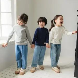 소프트웜 폴라티 유아 여아 목폴라 아동 겨울 기모 면 티셔츠 반폴라 목티