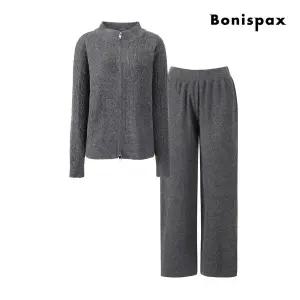 [보니스팍스](신세계 사우스시티)케이블 집업 가디건 밴딩 팬츠 니트 셋업 (XPBST009M0)
