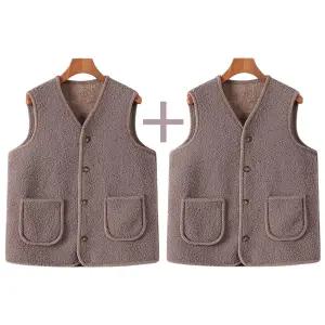 부클조끼 남녀공용 단추 뽀글털 겨울조끼