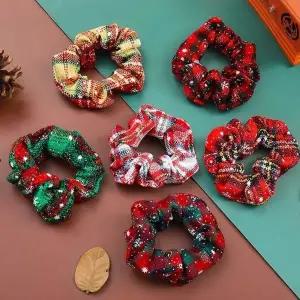 (제품선택 크리스마스 느낌 곱창밴드(1p)랜덤)크리스마스 느낌 곱창밴드 헤어슈슈 성탄절 머리끈 헤어끈
