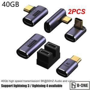 2PCS 직각 USB 유형 C 어댑터 4 케이블 40Gbps 익스텐더 8K 비디오 디스플레이 Thunderbolt 4/3 허브 모바