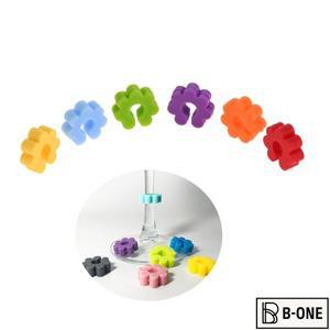 6Pcs 꽃 모양 안경 태그 와인 유리 마커 매력 식별자 컵 식품 학년 실리콘