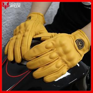 Vinatge 염소 가죽 오토바이 장갑 여름 남자 노란색 레트로 Guantes 모토 크로스 M-XXL