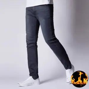 에머리 본딩 블랙진 겨울신상 슬림 기모 안감 방한 일자 빅사이즈 남자 바지