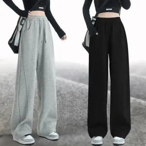 (FREE~2XL) 기모바지 기모통바지 와이드팬츠 여성 통바지 스트릿 힙합