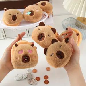 카피바라 포켓 파우치 가방 동전지갑 지퍼 미니 귀여운 동물 립밤 인형 귀여운 카피바라 화장품 지퍼