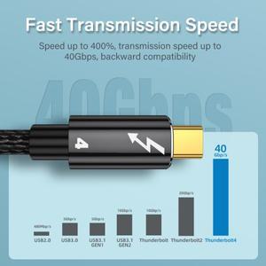 썬더볼트 4 케이블 타입 C 40Gbps 데이터 전송 초고속 B4 PD 100W 충전 8K 60HZ 맥북 프로 델용
