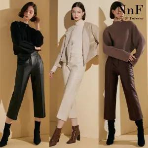 NnF 여성 아티피셜 시그니처 레더 기모 팬츠