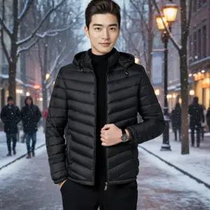 겨울 남자 숏 경량패딩 푸퍼 후드 점퍼 작업복 단체복 빅사이즈 남자 커플 깔깔이패딩 얇은패딩 경량패딩