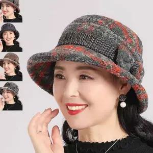 여성 겨울 버킷 햇 할머니 캐주얼 따뜻한 중년 여성 겨울 모자 벙거지 아우터 조절 자유