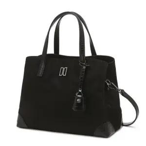 닥스 닥스 ACC (선물포장) 블랙 크로커 소가죽 배색 나일론 토트백 M (DCBA5F053BK)