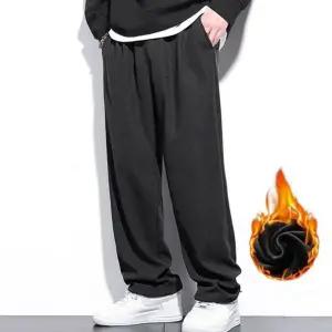 남성 겨울 바지 루즈핏 데일리 와이드 남자 기모 팬츠 방한 트레이닝