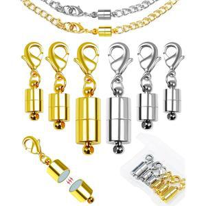골드 - 엑스트라 스트롱 DIY용 도금 3사이즈) 실버 14K 파이비제로 & 걸쇠(6개, 주얼리 안전한 및 마그네틱 잠금장치 연장기 걸쇠, 목걸이 팔찌