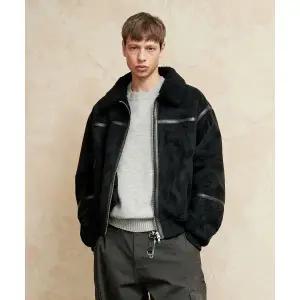 SPERONE 스웨이드 세미 오버 라인 무스탕 맨 블랙 25fwspmss02bk 103425