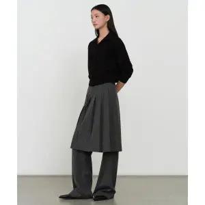 무신사 스탠다드 WOMAN 긴바지 바지 우먼즈 플리츠 스커트 레이어드 슬랙스 [미디엄 그레이]
