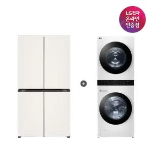 LG 디오스 오브제컬렉션 매직스페이스 냉장고 + LG 트롬 워시타워 (T875MEE111 + W21WAM)