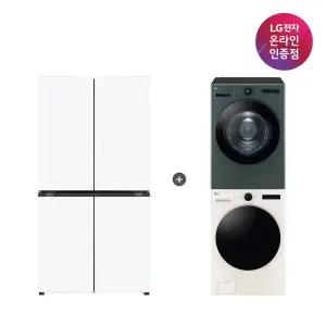 LG 디오스 오브제컬렉션 매직스페이스 냉장고 + LG 트롬 세탁기건조기 세트 (T875MHH111 + FX24ENE-GNG)